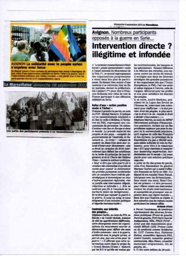 Intervention en Syrie :La Marseillaise