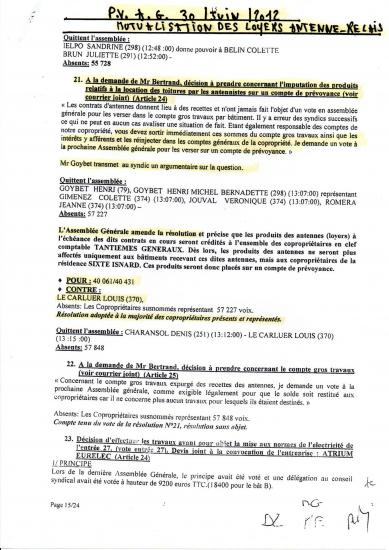 Pv ag 30 juin 2012 resolution 21 portant mutualisation loyers d antennes relais un seul opposant